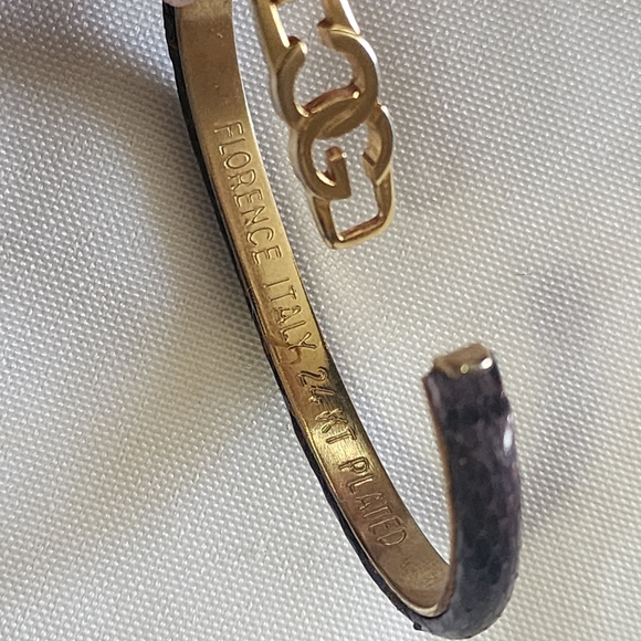 Florence 24k gold plated and snake leather bracelet - Picture 1 of 5